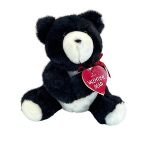 Vintage Hallmark Heartline Valentine Bear 8" Plush Gift Holder Black 1990